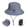 Summer Foldable Bucket Hat for Women Men Light Waterproof Beach Caps with Hook Adjustable Anti-UV Face Protection Fishing Hat