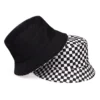 Unisex Black White Checkered Printing Personality Bucket Hats Fishermen Caps Outdoor Casual Cap Sunscreen Hat