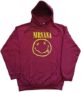 Nirvana Hoodie Yellow Smiley Band Logo Official Unisex Maroon Red Pullover
