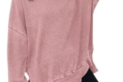 Dokotoo Womens Oversized Waffle Knit Crewneck Sweatshirts Long Sleeve Side Slits Casual Pullover Sweatshirt Tops