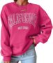 Cioatin Women’s Oversized California Letter Graphic Crew Neck Sweatshirt Drop Shoulder Baggy Fleece Pullover Preppy Top