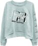 MTV Ladies Long Sleeve Sweatshirt – I Want My 90s Throwback Logo – Raw Edge Cut Raglan Fleece Sweatshirt